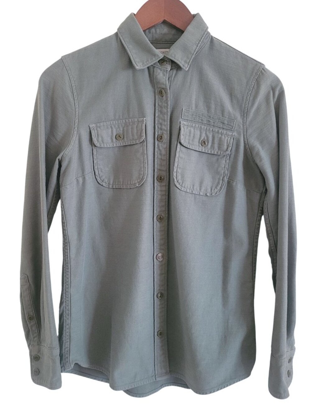 J. Crew Military Pocket Shirt Sage Green Long Sleeve Button Up Shirt